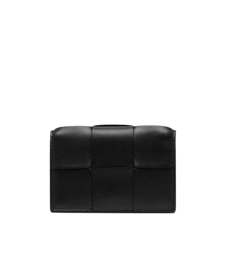 Bottega Veneta Maxi Intrecciato Card Case In Black