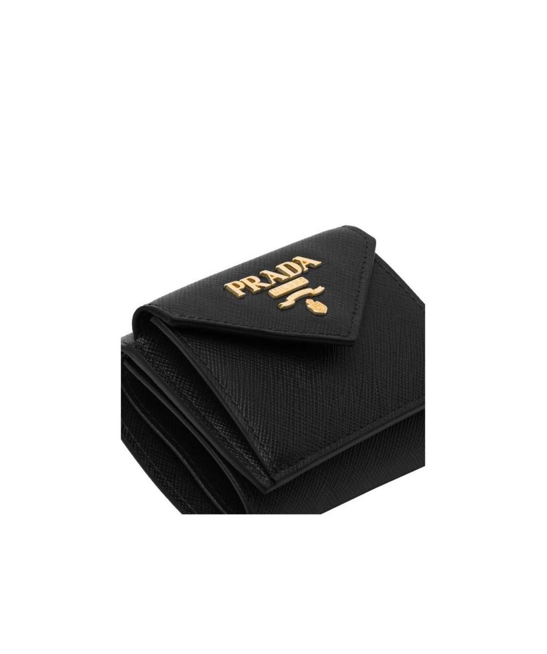 Prada Saffiano Finish Tri-fold Wallet In Black