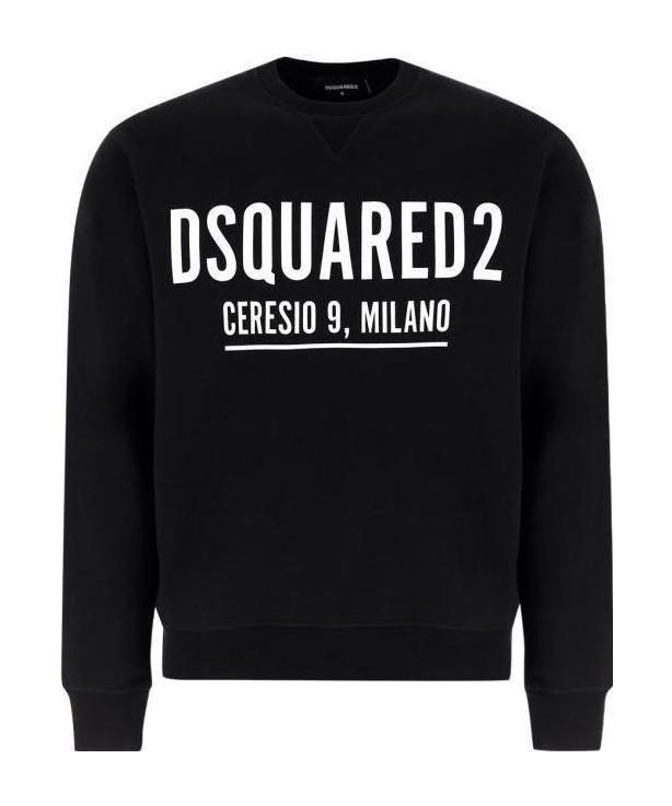 Dsquared2 Logo Detail Cotton Sweatshirt In Black