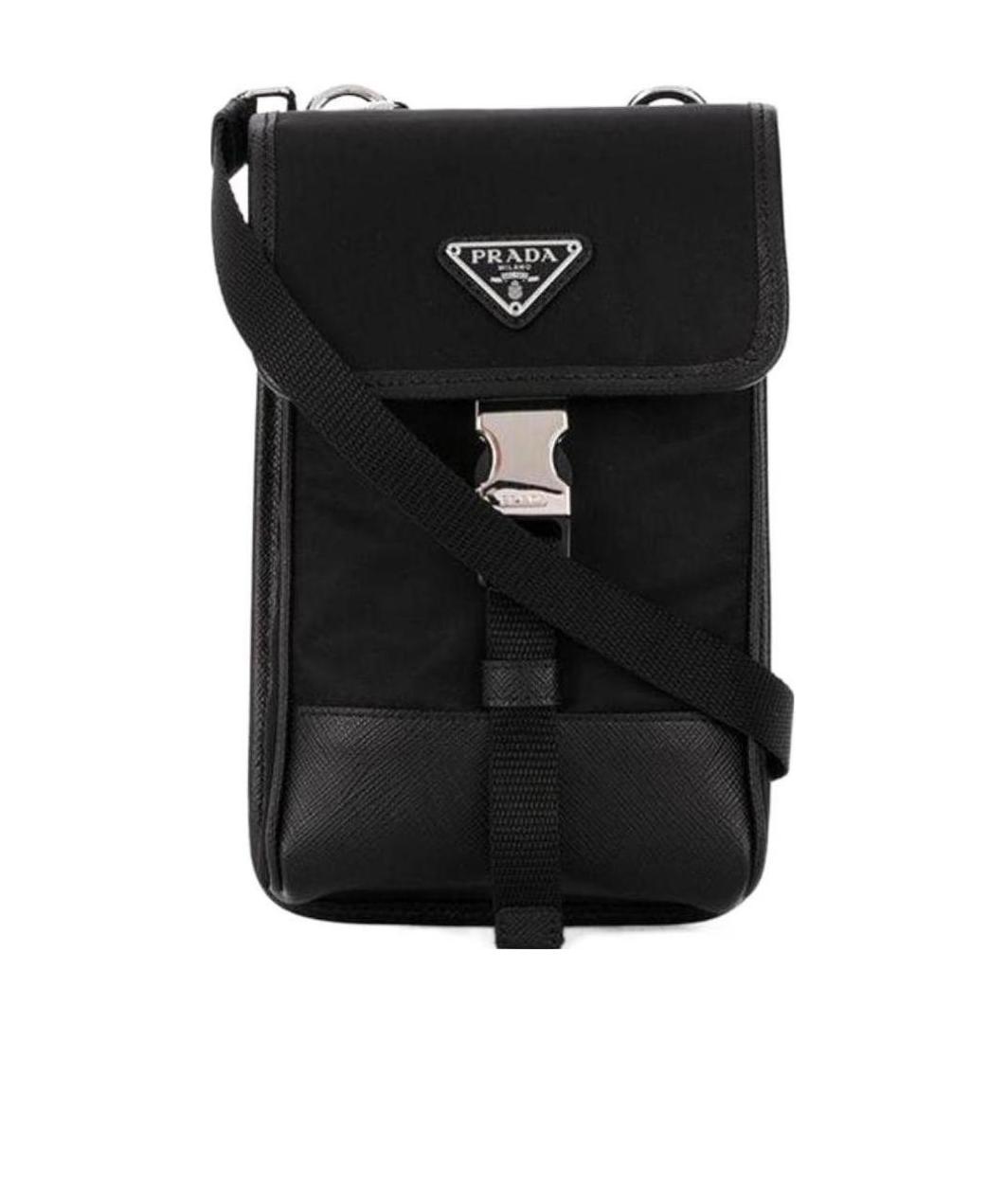 Prada Nylon And Saffiano Leather Smartphone Case In Black