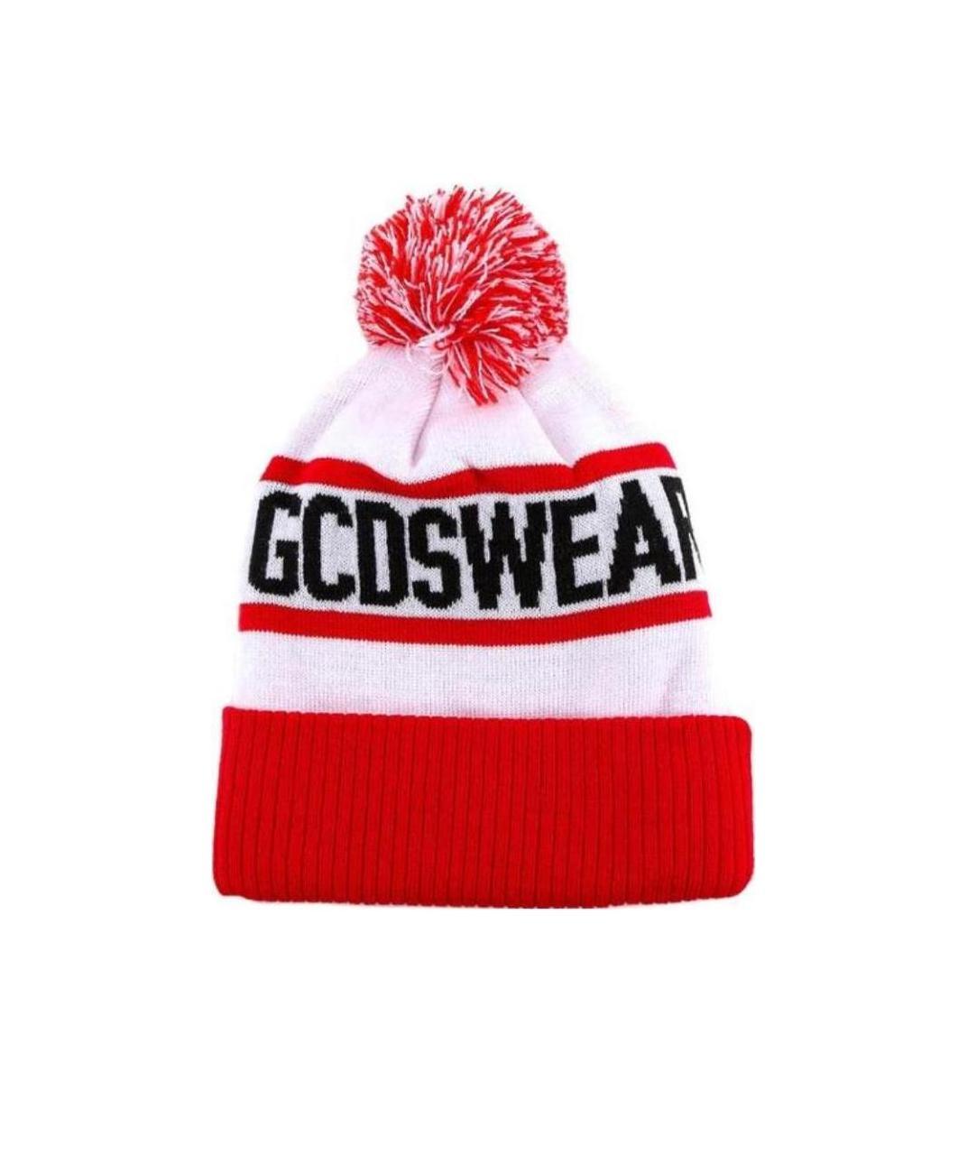 Gcds Jacquard Knitted Hat In Red