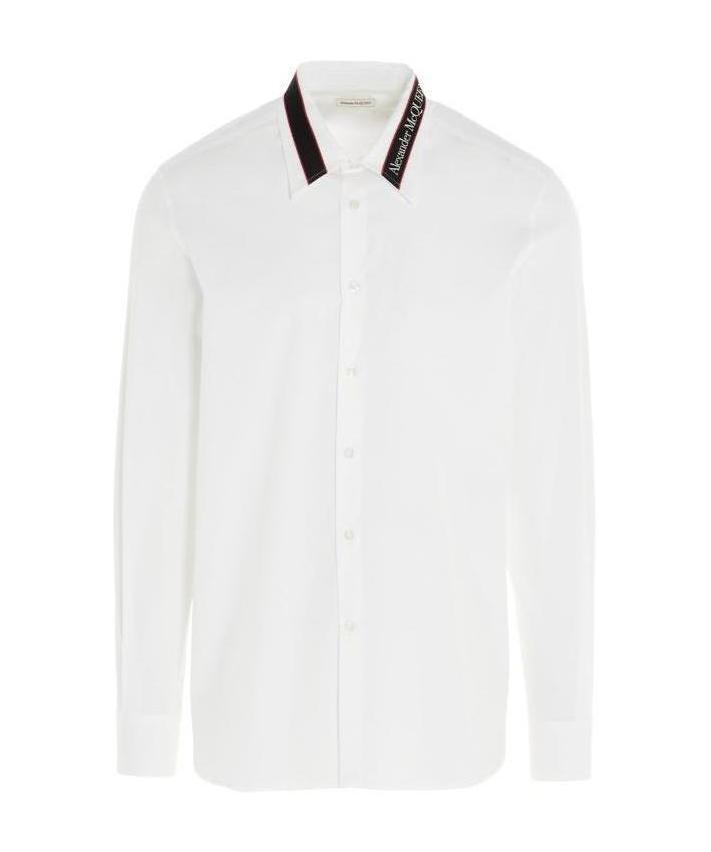 Alexander Mcqueen Cotton Shirt With Logo Detail In White