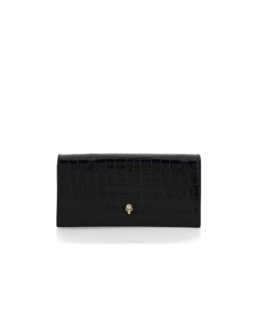 Alexander Mcqueen Crinkled Leather Clutch Bag In Black