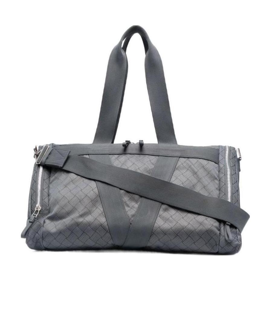 Bottega Veneta Woven Print Holdall In Gray