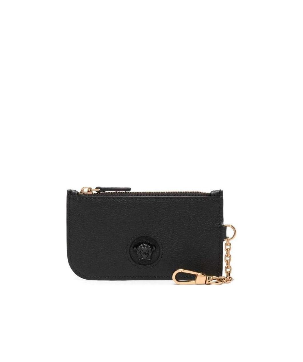 Shop Versace Medusa Head Leather Wallet In Black