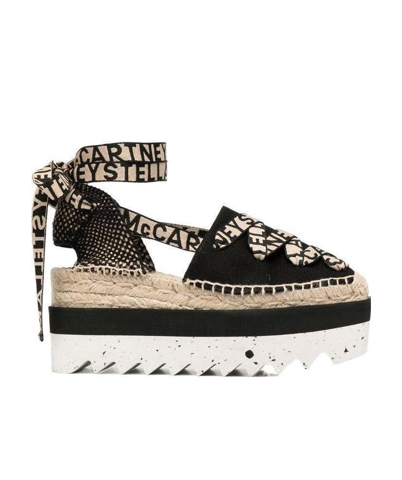 Stella Mccartney Black Organic Canvas Gaia Platform Espadrilles In Black