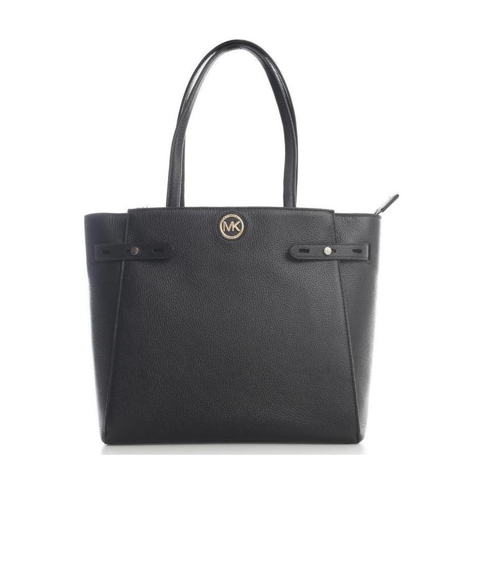 Shop Michael Michael Kors Carmen Pebbled-leather Tote Bag In Black