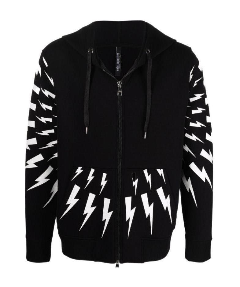 Neil Barrett Graphic-print Zip-fastening Hoodie In Black