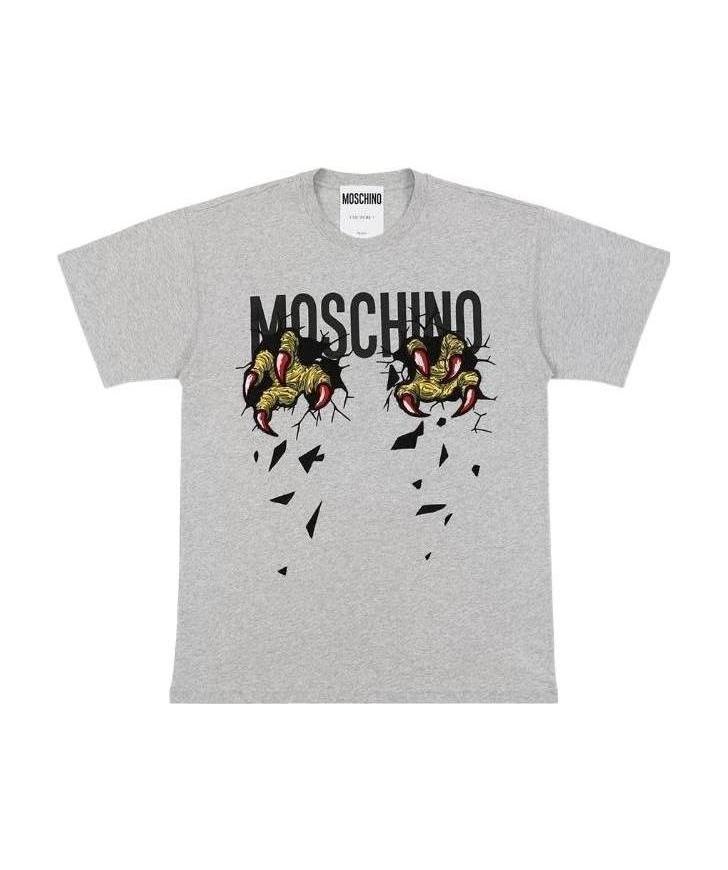 Moschino Monster Claw Printed T-shirt In Gray