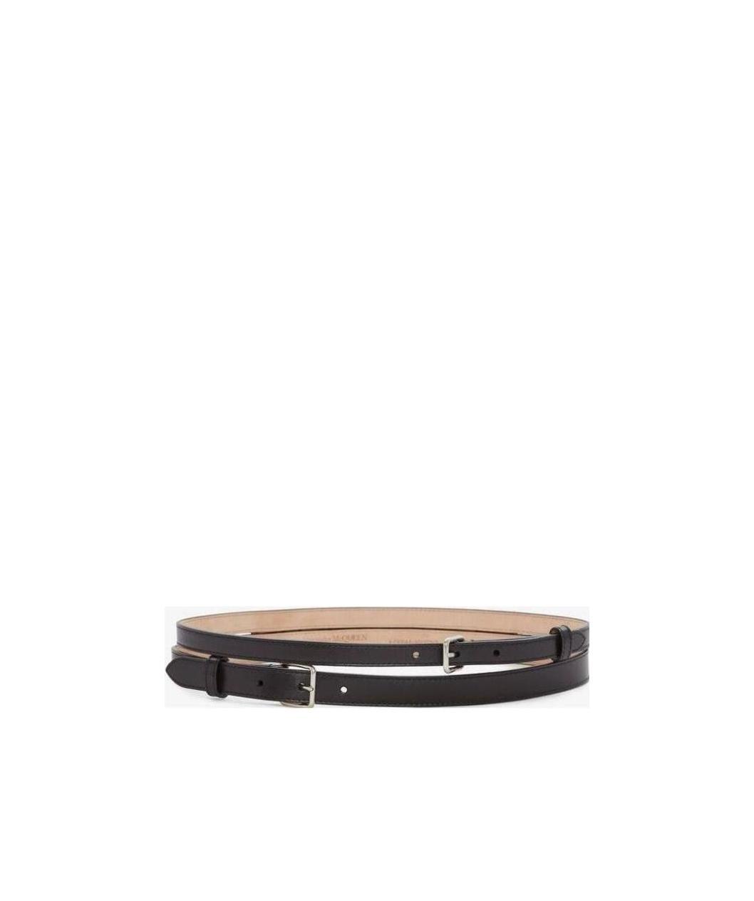 Alexander Mcqueen Thin Double Belt In Black