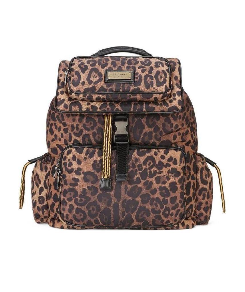 Dolce & Gabbana Leopard-print Backpack In Brown