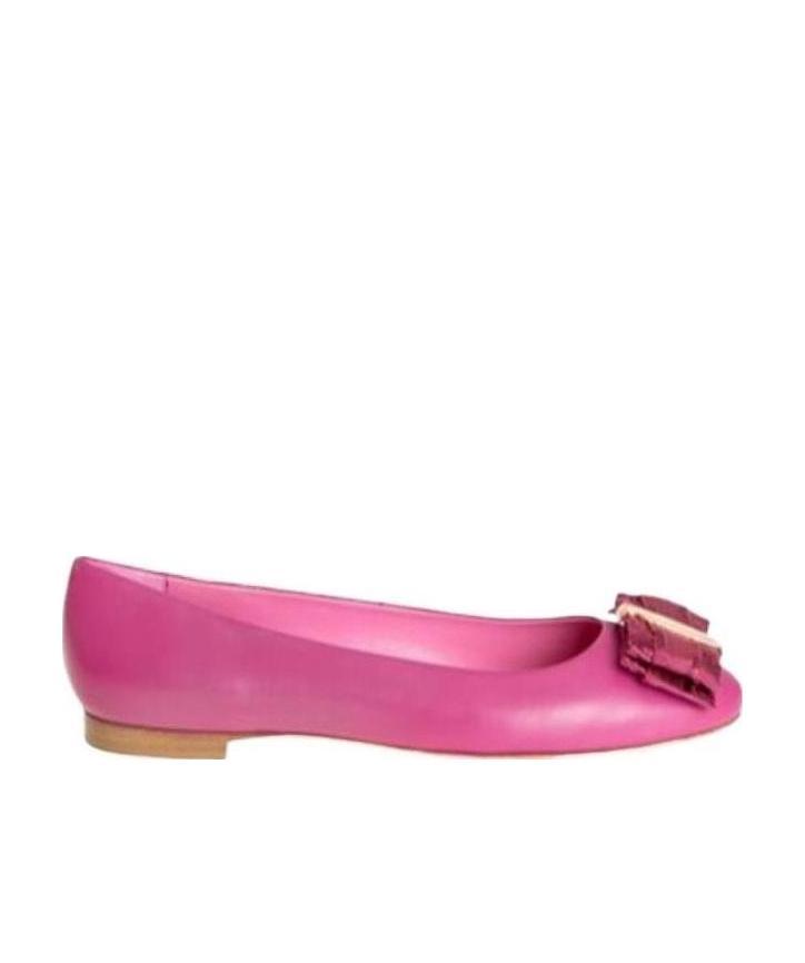 Ferragamo Elinda Series Bow-tie Decorative Flat Shoes In Pink