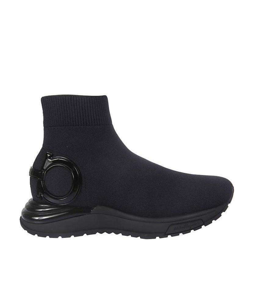 Ferragamo Knitted Sock-style Sneakers In Black