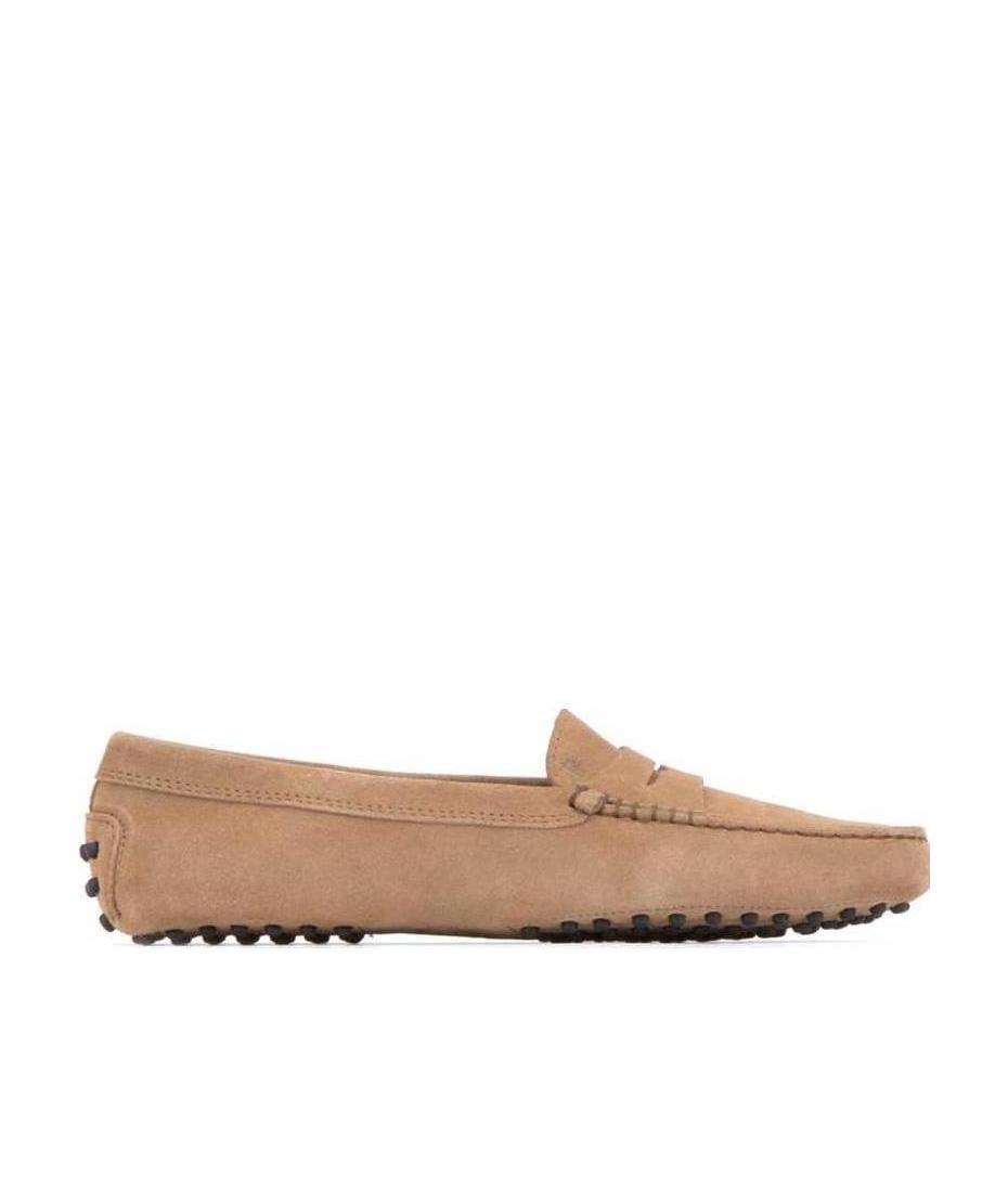 Tod's Suede Loafers With Moccasin Stitching And Penny Slot In Brown