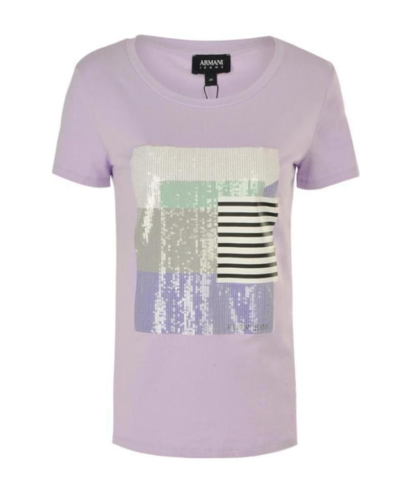 Shop Armani Jeans Round-necked Casual T-shirt In Purple