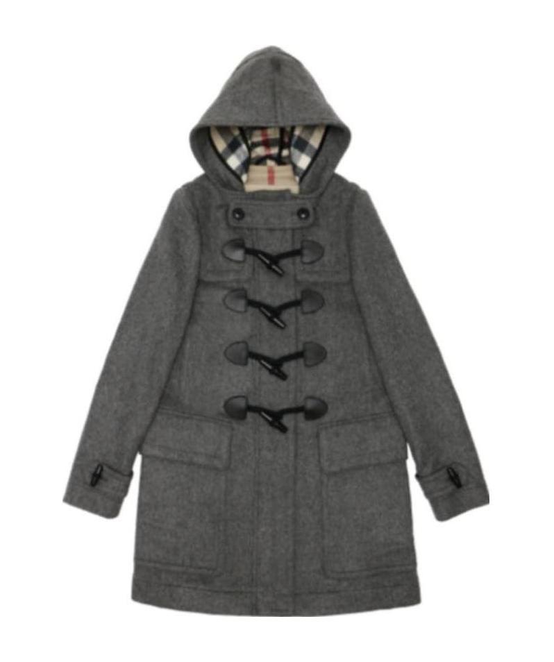 Burberry Long-sleeved Hooded Coat In Gray