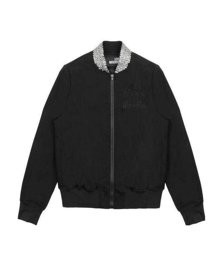 Moschino Short Style Logo Casual Jacket In Black