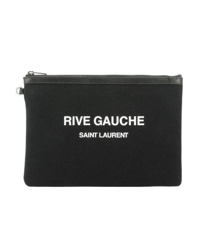 Saint Laurent Logo-print Clutch In Black