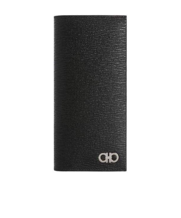 Ferragamo Small Gancio Double-folded Wallet In Black