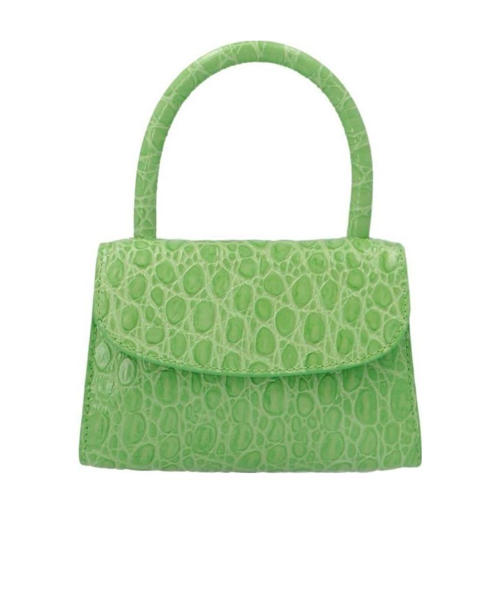 By Far Crocodile-embossed Mini Bag In Green