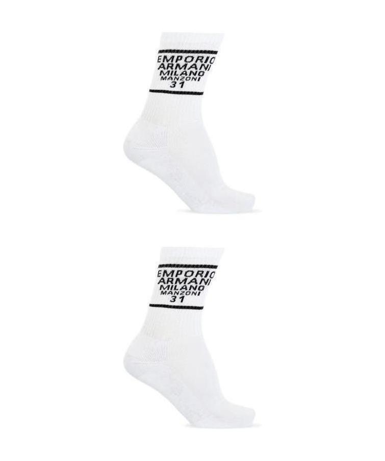 Emporio Armani Two Pairs Of Logo Socks In White