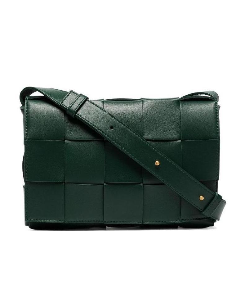 Bottega Veneta Cassette Maxi-intrecciato Crossbody Bag In Green