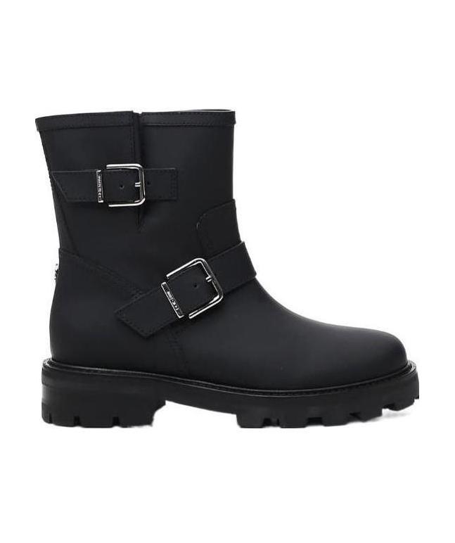 Shop Jimmy Choo Youth Buckled Ankle Boots In Black