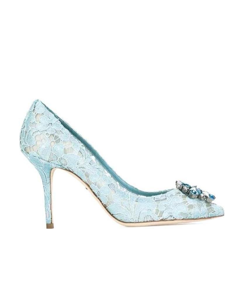 Dolce & Gabbana Dolce Gabbana Bellucci Embellished Lace Stilettos In Blue