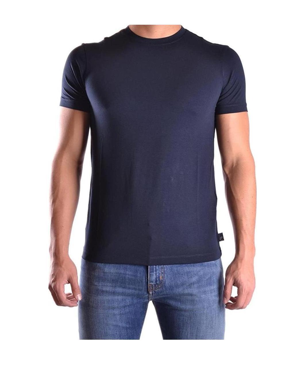 ARMANI COLLEZIONI NAVY BLUE ROUND-NECK T-SHIRT