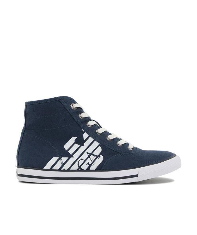 Ea7 Logo High-top Casual Sneakers In Black