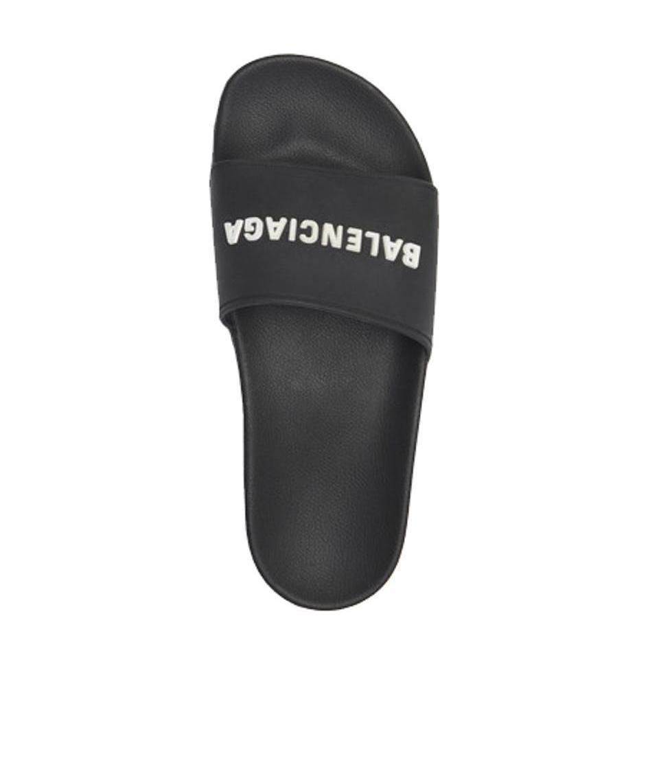 Balenciaga Logo-embossed Pool Slides In Black