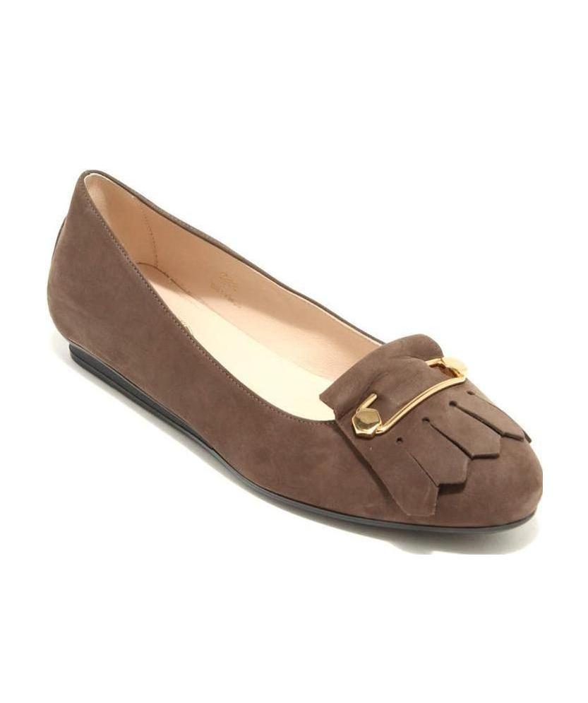 Shop Tod's Logo Details Ballet Shoes In Brown