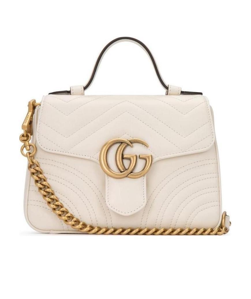 Gucci Gg Marmont Mini Top Handle Bag In White