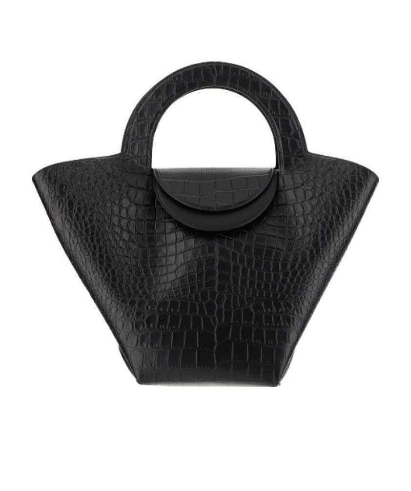 Bottega Veneta Crocodile-embossed Basket Tote Bag In Black