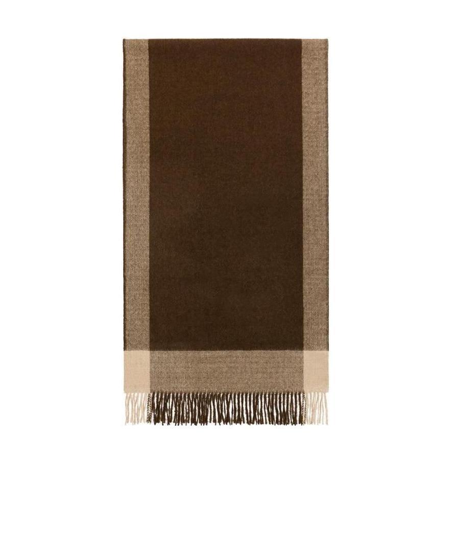 Weekend Max Mara Checkered Fringed Scarf In Brown