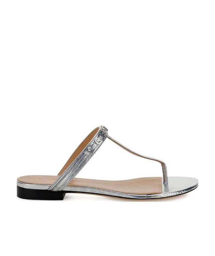 Givenchy Logo-strap Sandals In Silver