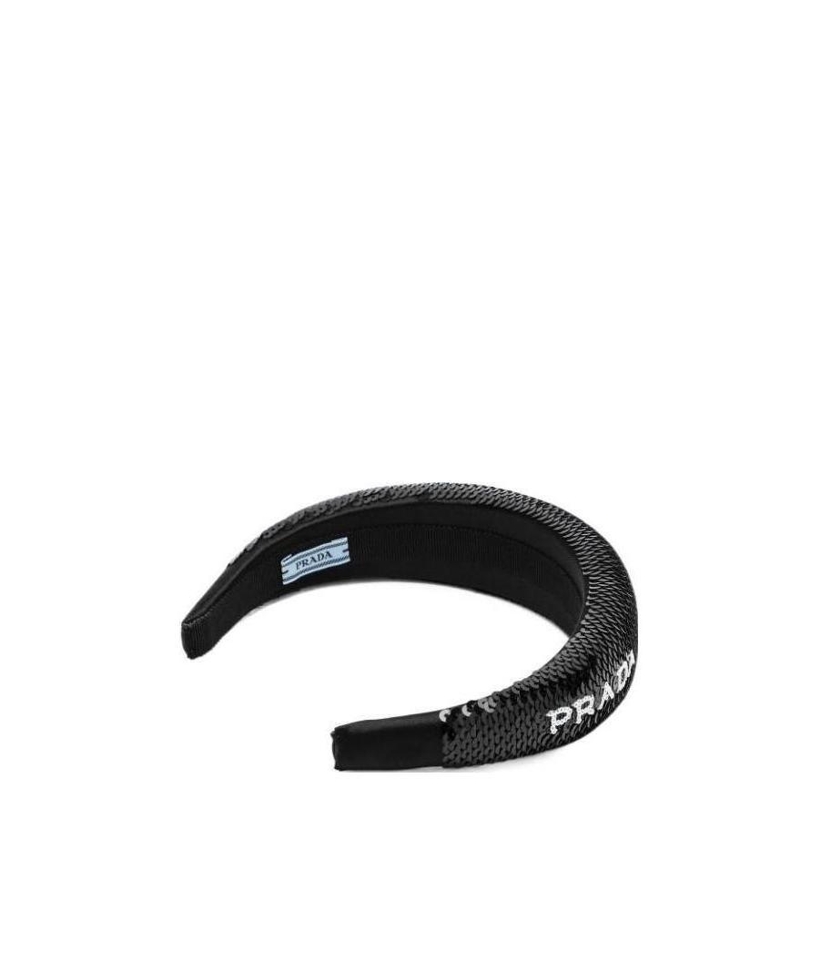 Prada Sequin-embellished Logo-detail Headband In Black