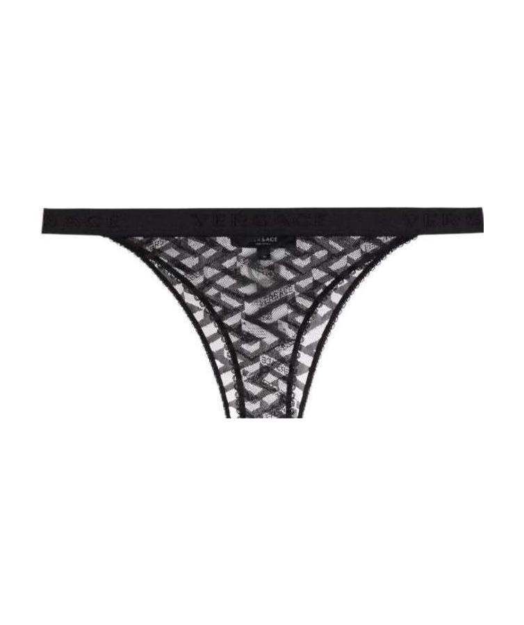 VERSACE LACE-DETAIL SEMI-SHEER THONG 