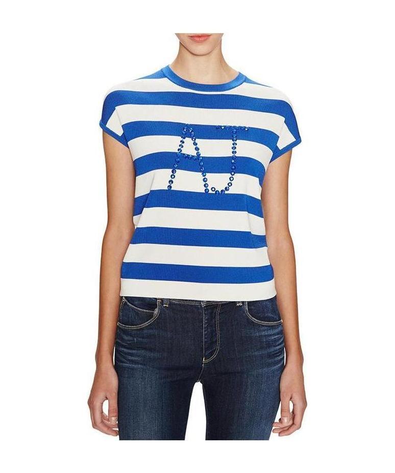 ARMANI JEANS STRIPED KNITTED SHORT-SLEEVED T-SHIRT