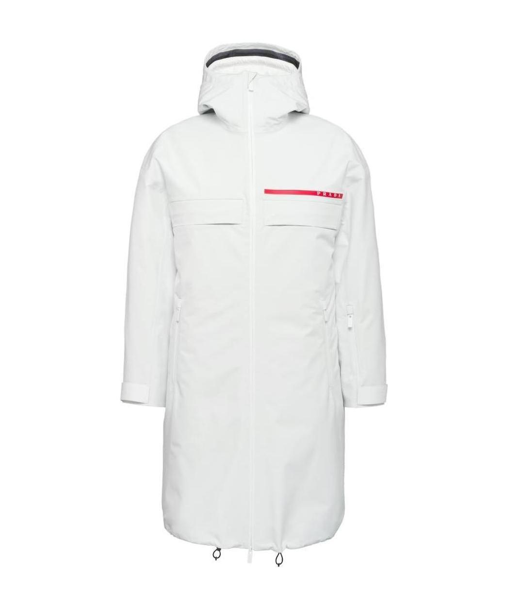 Prada Nylon Hooded Puffer With Elasticated Cuffs In White