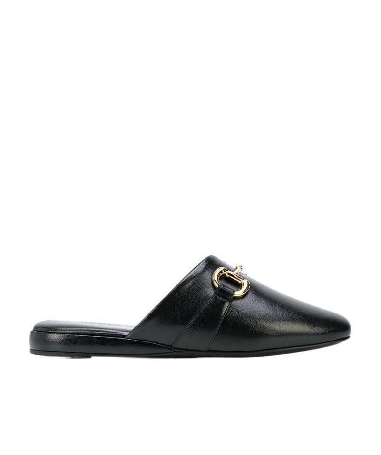 Shop Gucci Pericle Horsebit Slippers In Black