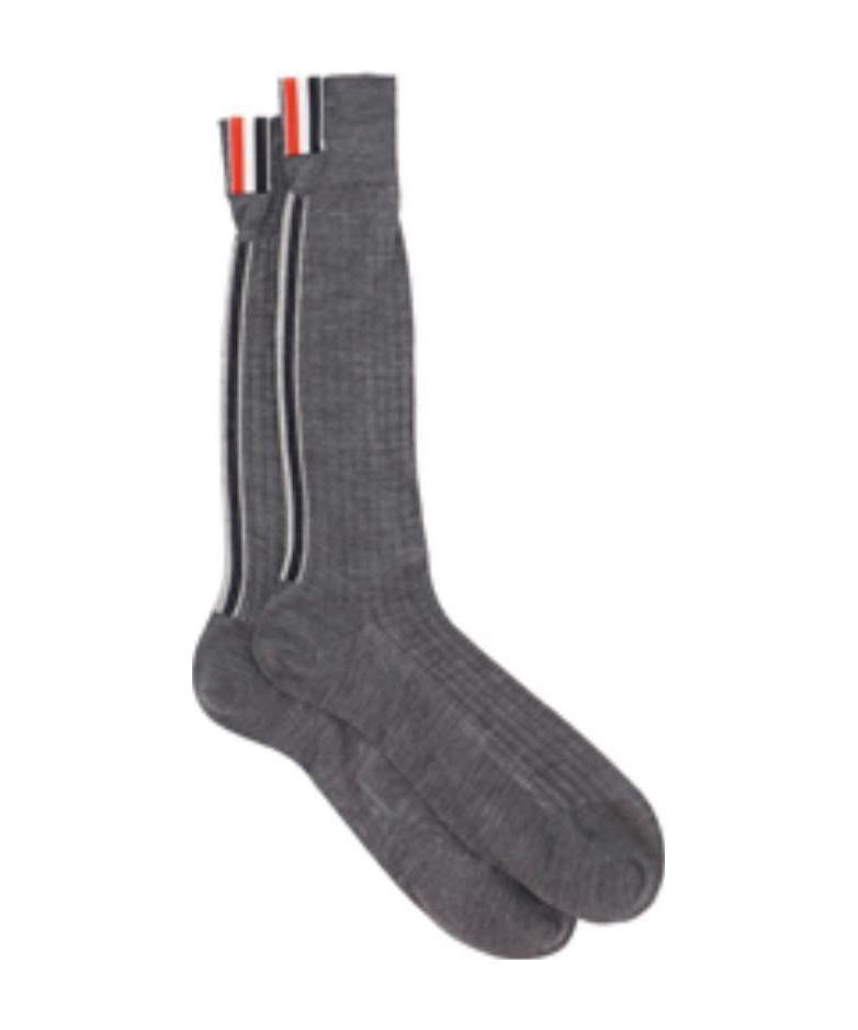 Thom Browne Inlaid Striped Wool Tube Socks In Black