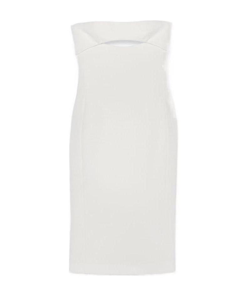 Saint Laurent Viscose Bustier Midi Dress In White