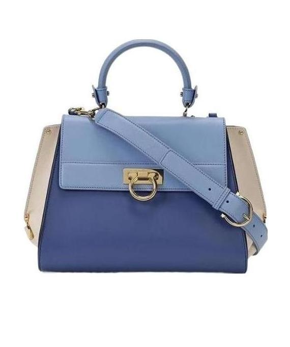 Ferragamo Sofia Logo Handbag In Blue