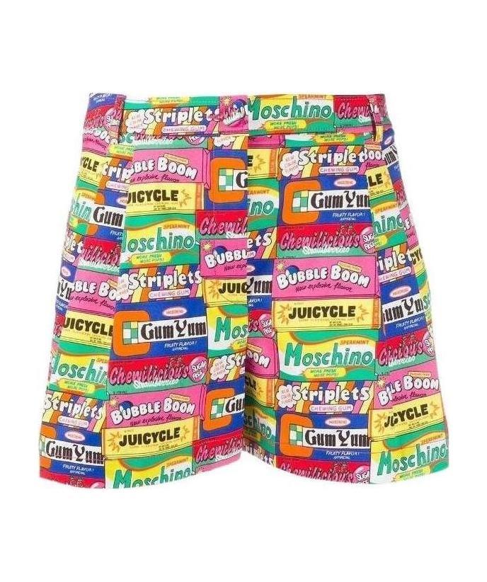 Moschino Graphic Print Short Shorts In Multicolor
