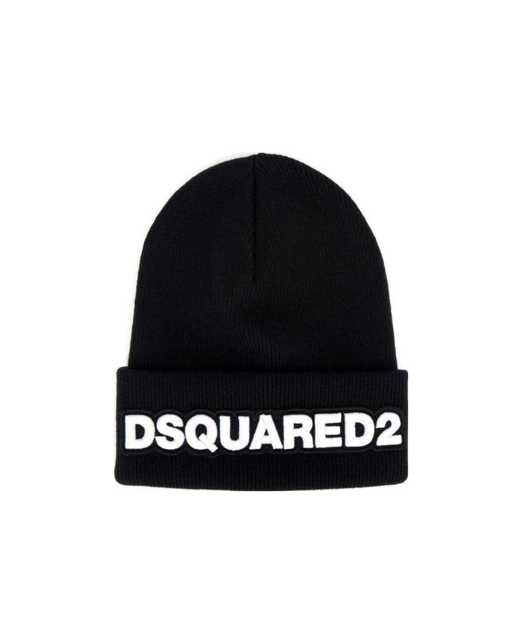 Dsquared2 Dsquared Men Black Wool Beanie Hat In Black