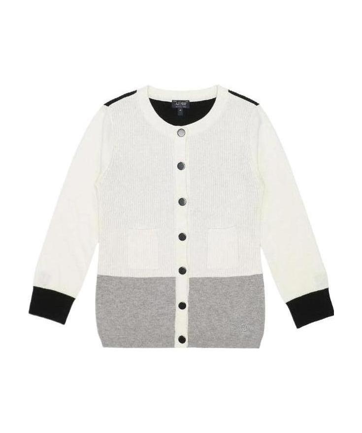 Shop Armani Jeans Single-breasted Knitted Cardigan In White