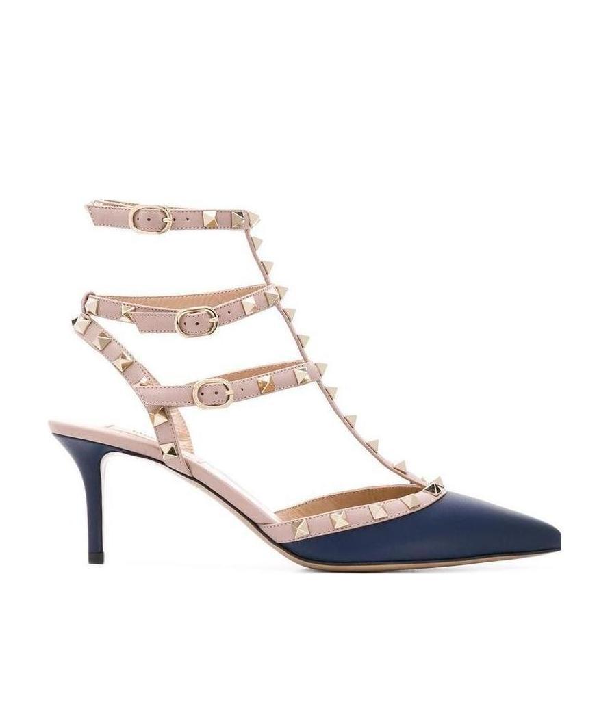 Valentino Pointed Riveted High Heels In Nude
