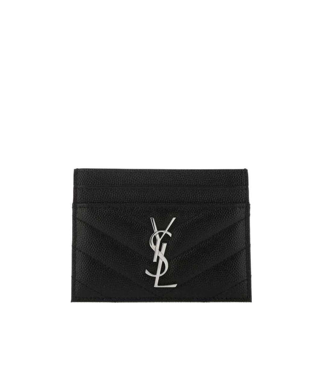 Saint Laurent Monogram Grained-leather Cardholder In Black
