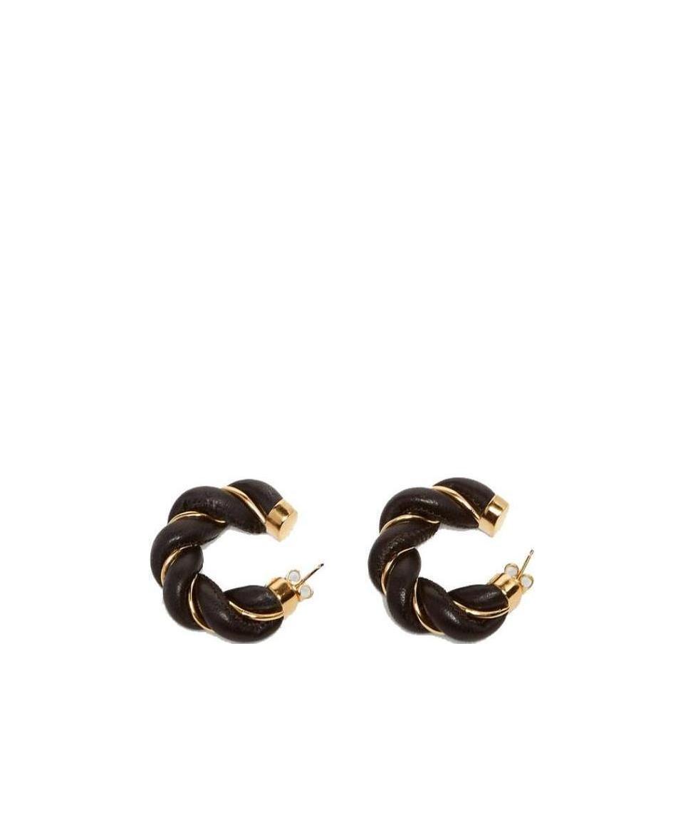 Bottega Veneta Twist Hoop Earrings In Black